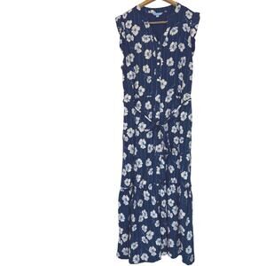 Draper James womens blue floral sleeveless maxi dress. Size XL. vacation peasant
